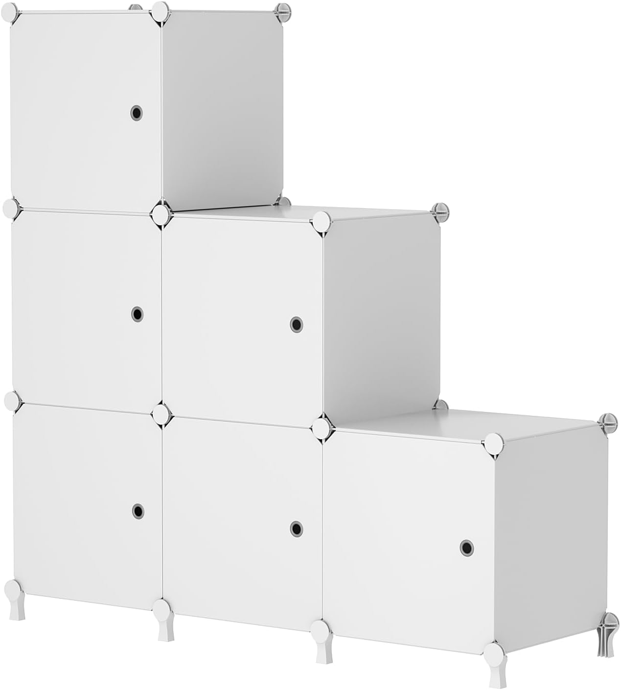 AWTATOS Cube Storage with Doors is a Stackable 6 Cube Storage Unit Designed for Bedroom and Clothes Storage Unit, DIY Modular Storage Cubes, Portable Wardrobe, White
