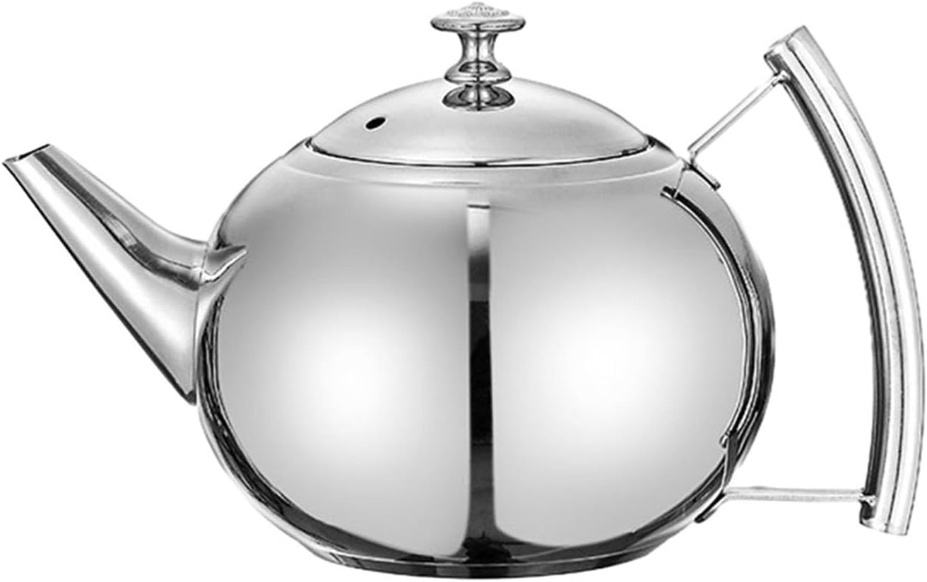 Gbtdoface Stainless Steel Teapot,1/1.5/2L Teapot Tea Maker Heatable Jug With Removable Stainless Steel Strainer(1.0L)