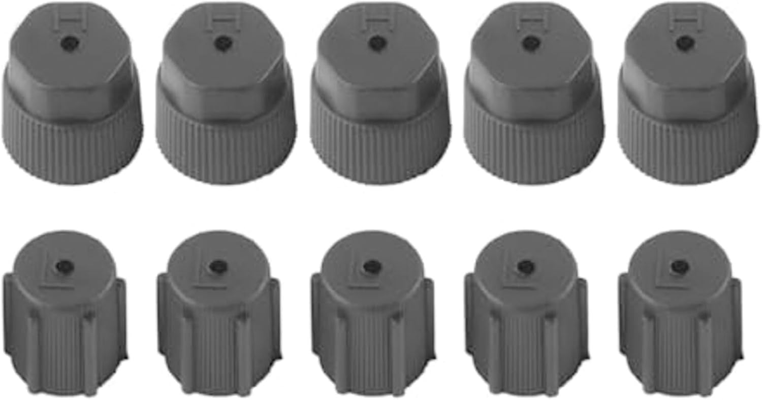 A/C Valve Core Cap, 10Pcs accessories Universal Air Conditioning Service hi low caps car Cap A/C Repair Refrigerant Charging Port Cover Auto Accessory