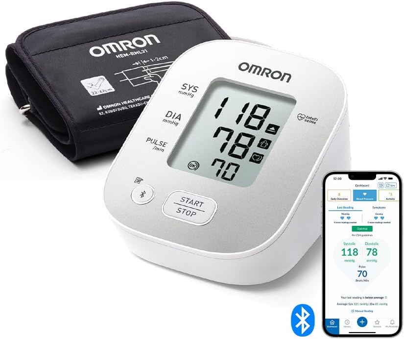 OMRON X2 Smart+ Clinically Validated Upper Arm Blood Pressure Monitor - BP Machine with Irregular Heartbeat Detection for Home Use - BP Monitor with Cuff 22-42 cm - Bluetooth and Free Smartphone App