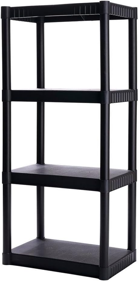 Plano 4-Shelf Standard Duty Plastic Storage Shelves, 48” x 21” x 14”, 200lb Capacity, Pantry, Office, Closet and Garage Shelves, Easy to Assemble, Durable Plastic Shelving Unit