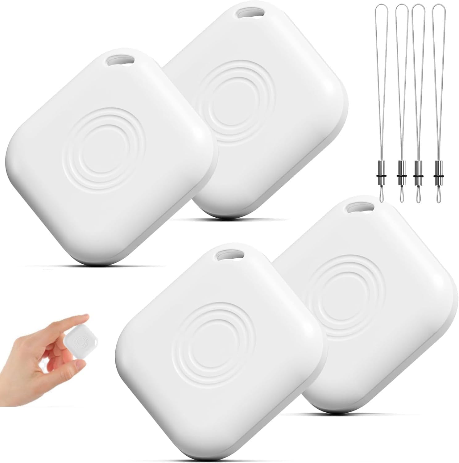 Hongtop Air Tags-4 Pack Luggage Tracker,Bluetooth Tracker Works with Apple Find My(iOS Only),IP67 Waterproof,Replaceable Battery,Lost Mode,Smart Key Finder Item Locator for Keys,Luggage,Bags and More