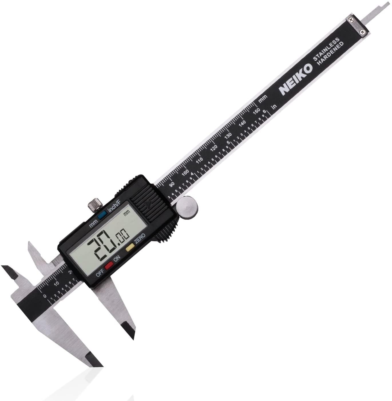 NEIKO 01407A Electronic Digital Caliper Measuring Tool, 0-6 Inches Stainless Steel Construction with Large LCD Screen Quick Change Button for Inch Fraction Millimeter Conversions, Digital Caliper Measurement Tool