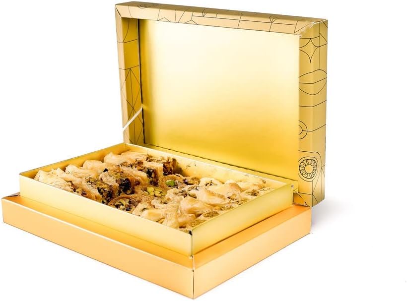 Sweetland London Premium Pistachio Baklava Selection – 850g | Handmade Traditional Lebanese Baklava | Ramadan, Mother's Day, Easter, & Eid | Selection of Pistachio Treats | UK Made | Gold Gift box