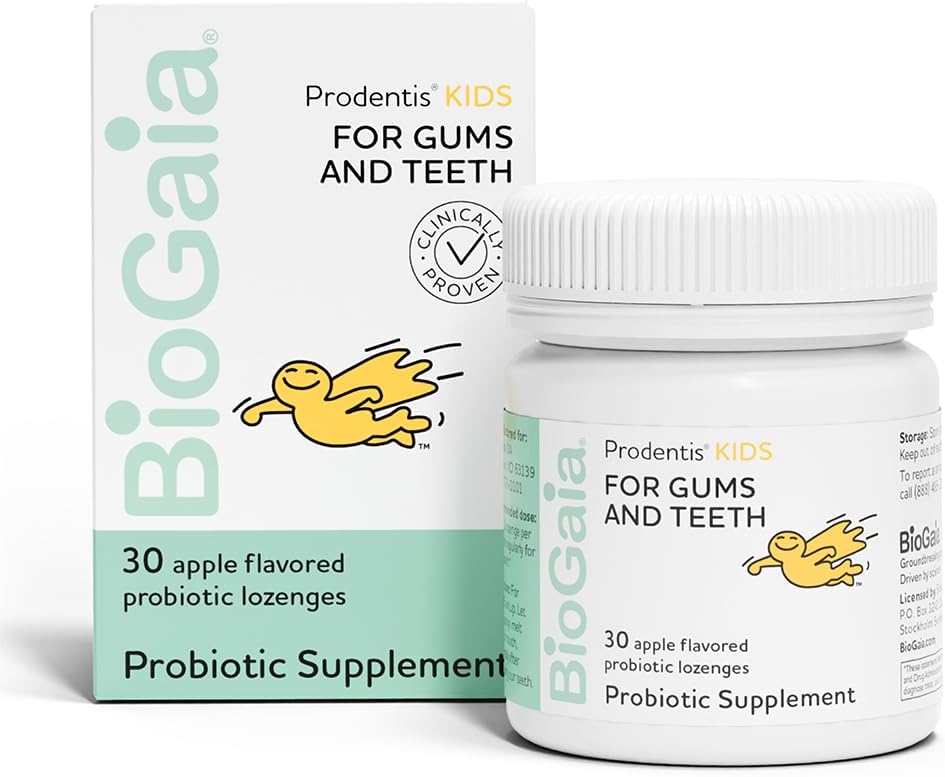 BioGaia Prodentis Kids Probiotic for Oral Health I Apple-Flavored I Healthy Teeth & Gums I Plus Fresh Breath I Defend Against Dental Problems | Oral Care for Kids | Dental Probiotic I 30 Lozenges