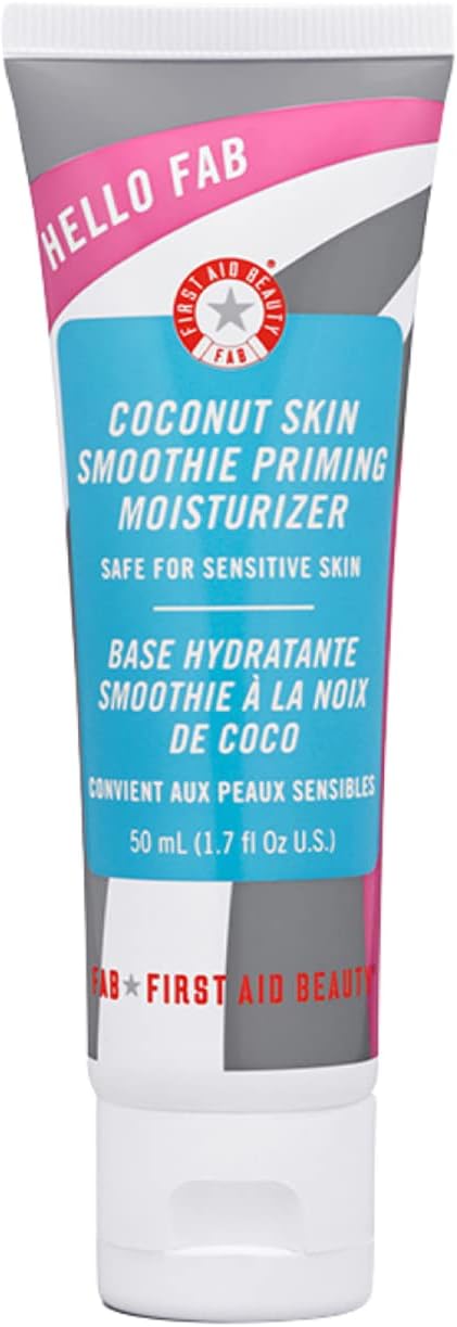 First Aid Beauty Hello FAB Coconut Skin Smoothie Priming Moisturiser, 2-in-1 Moisturizer and Makeup Primer – 50 mL