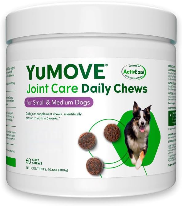 Lintbells YuMOVE Joint Supplement Dog Chews - Contains Glucosamine, Green Lipped Mussel - Natural Relief from Hip Ache, Stiff Joints - 1 Month’s Supply (Small & Medium)