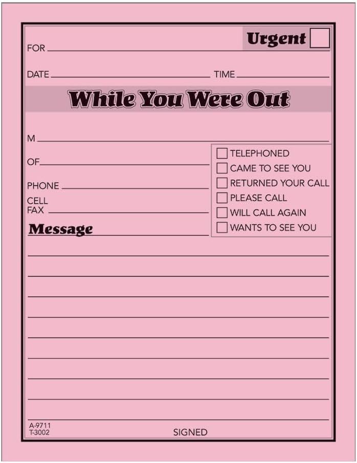TOPS While You Were Out One-Sided Note Pads, 4.25 x 5.5 Inches, Pink, 50 Sheets per Pad, 12 Pads per Pack (3002P)