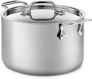All-Clad D5 5-Ply Brushed Stainless Steel Soup Pot 4 Quart Induction Oven Broiler Safe 600F Pots and Pans, Cookware Silver