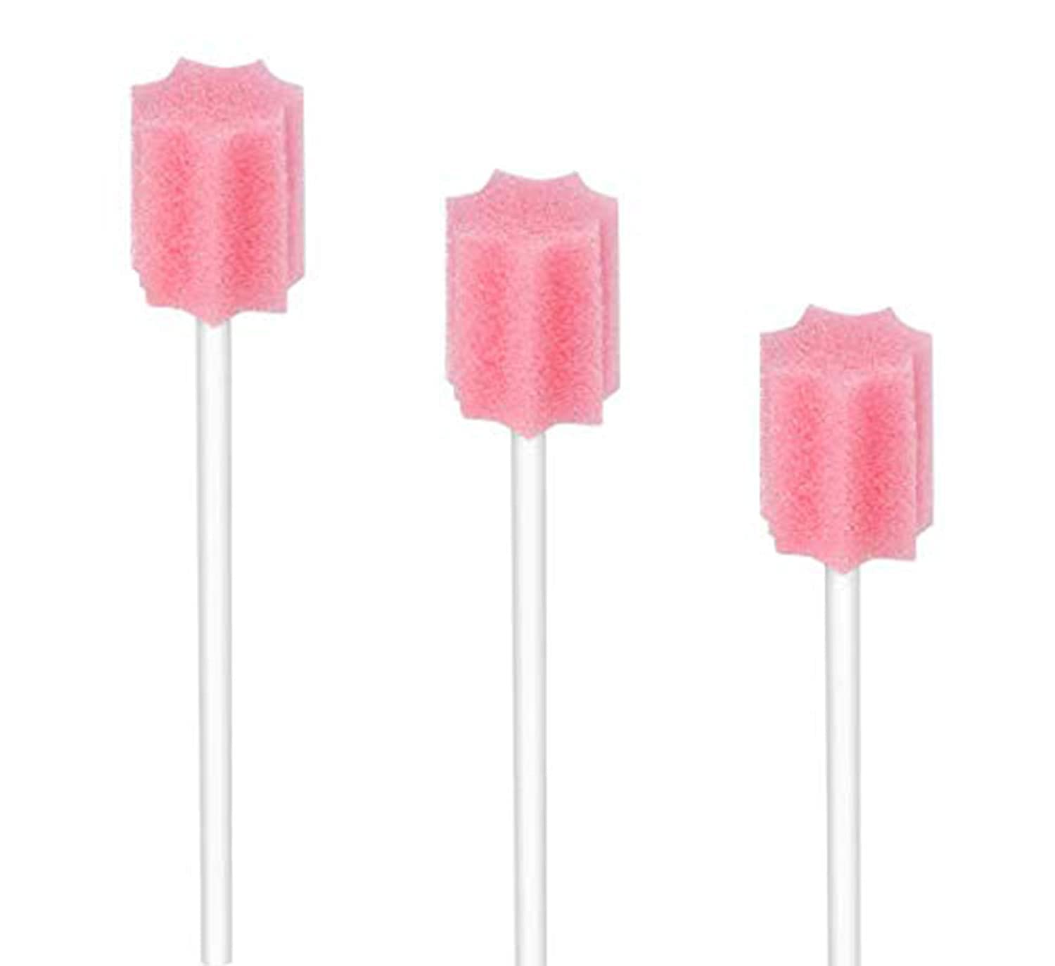 (100PCS) Disposable Mouth Swabs Sponge - Unflavored & Sterile Oral Swabs Dental Swabsticks for Mouth Cleaning (Pink)