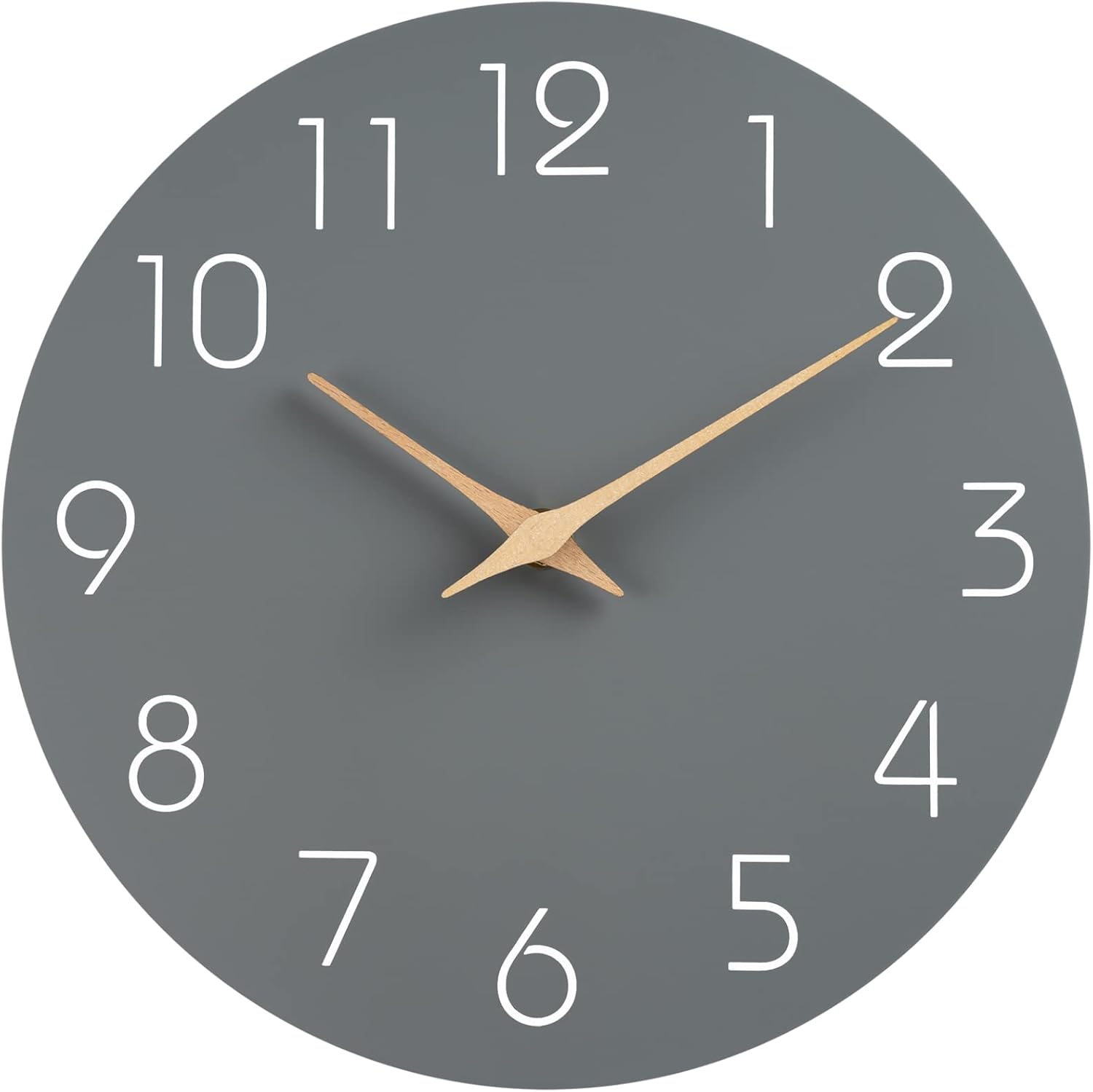 Mosewa Silent Non-Ticking Wall Clock Decorative for Kitchen, Bedroom, Bathroom, Office, Living Room, Battery Operated - 10 Inch Wood Modern Simple (Gray)