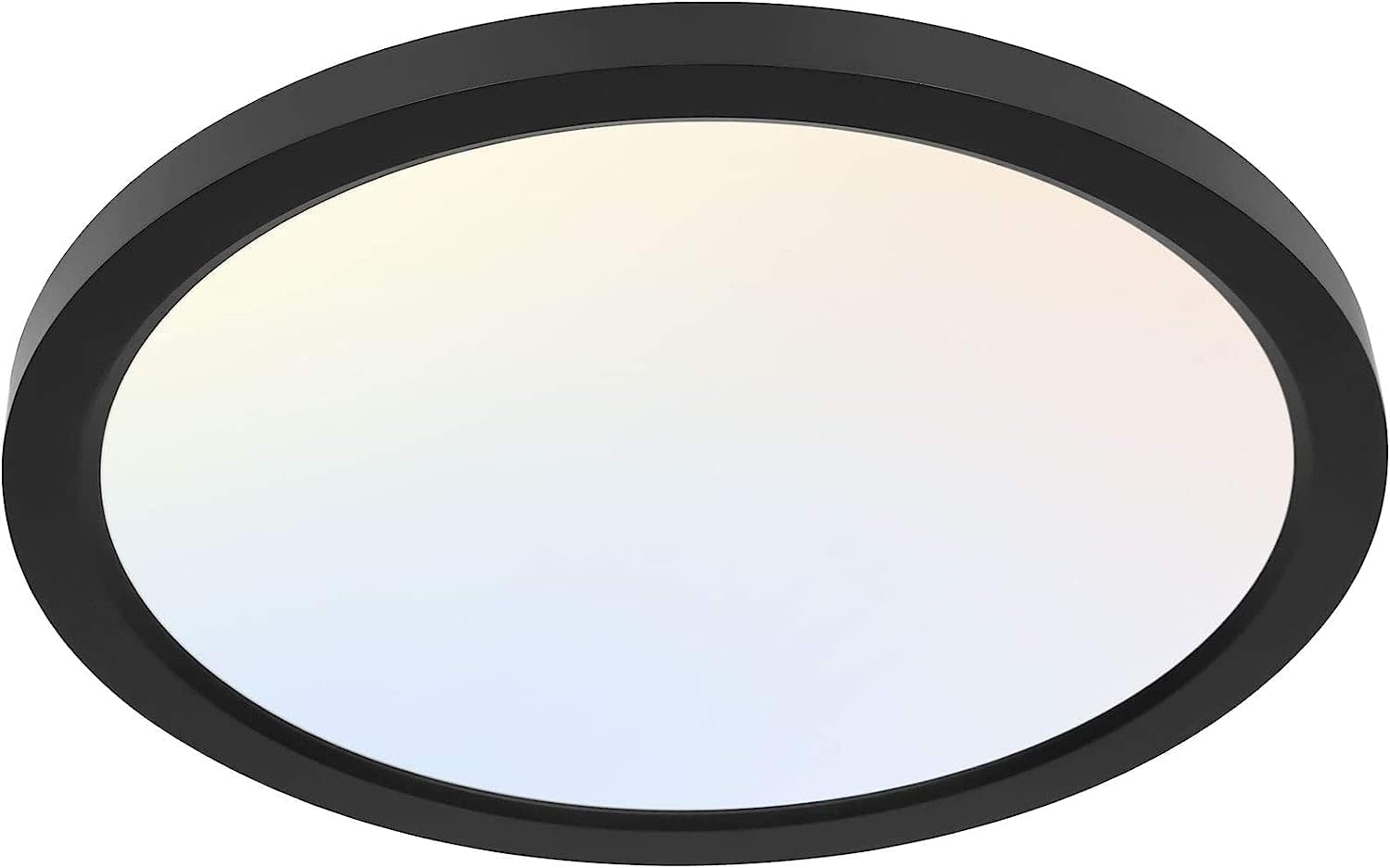 hykolity 12 Inch Selectable CCT LED Round Flat Panel Light, 24W 3000K/4000K/5000K, Edge-Lit Flush Mount Ceiling Light Fixture for Kitchen, Bedroom, Laundry and Closet Room,Black