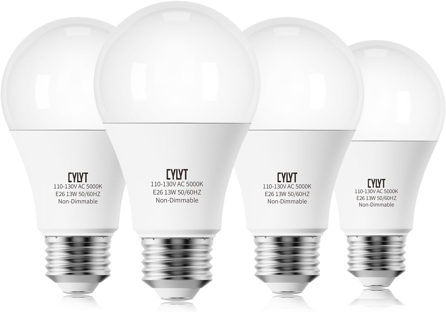100W Equivalent Bright LED Light Bulbs, Daylight White 5000K A19 Lightbulbs, Focos LED para Casa, for Kitchen Bedroom Indoor, 1500 Lumens, E26 Standard Base, Non-Dimmable, 4-Pack