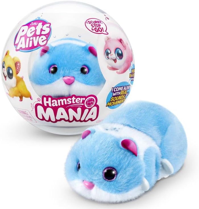 Zuuru Pets Alive Hamstermania - Blue - Pets Alive Hamster Mania by ZUURU, Blue Hamster, Pet Nurture, Soft Toy, Real Alive, Sounds Interactive