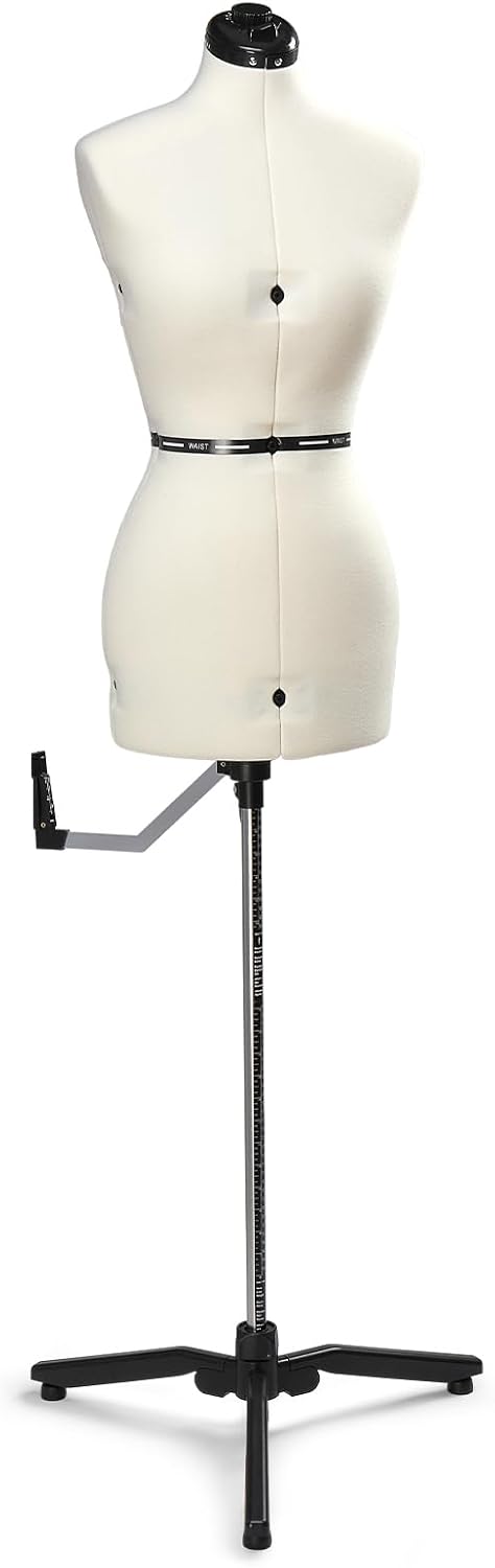 Bonnlo Multi Size Adjustable Dress Form, Female Sewing Mannequin with Stable Tripod Base, Pinnable Body Torso with 13 Dials and 360 Hem Guide (4-14)