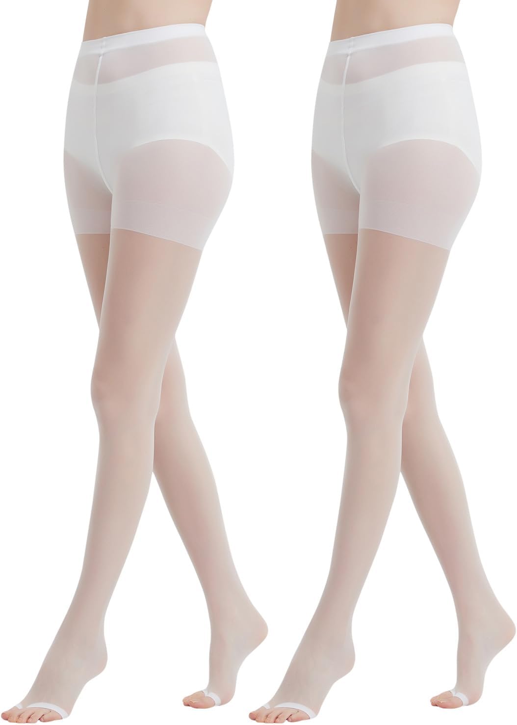Citystl 2 Pairs Toeless Pantyhose For Women, 20D Sheer Tights Open Toe Stockings with Control Top