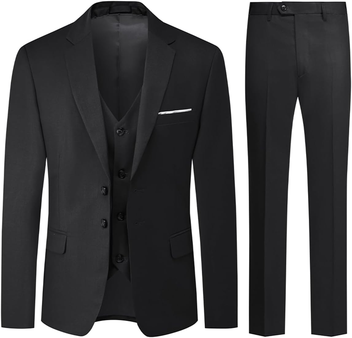 Allthemen Mens Suits 3 Piece Regular Fit Formal Dress Tuxedo 2 Buttons Business Suit Jacket Vest Trousers
