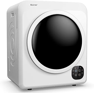COSTWAY 24458-EPCY, 13.2 lbs Capacity Front Load Compact Tumble Laundry Stainless Steel Tub, Easy Control Button Panel Downside for Variety Drying Mode, White 1700W Electric Portable Clothes Dryer