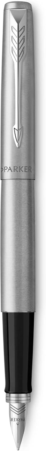 Parker Jotter Fountain Pen Stainless Steel Body Medium Point Blue Ink Includes Gift Box