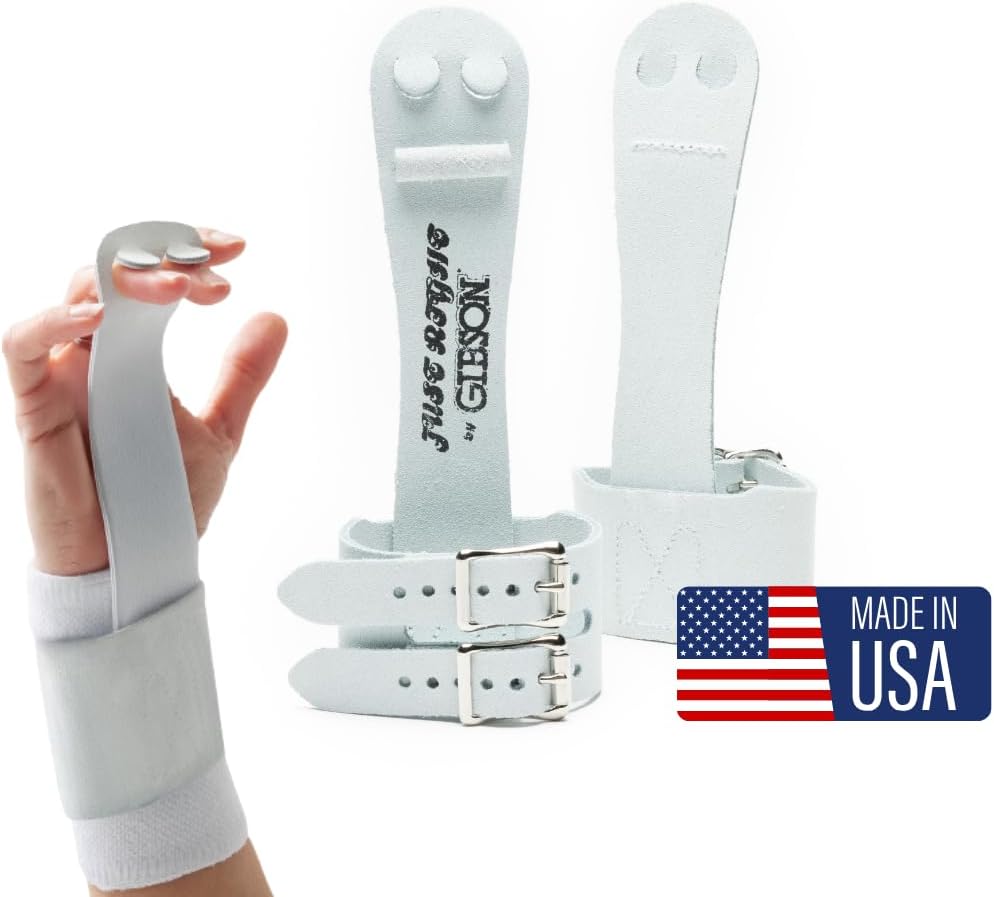 Gibson Athletic Just Right Uneven Bar Gymnastics Grips for Girls - Narrow Fit Leather Hand Grips for Gymnastics Bars - Gymnastics Equipment & Accessories, Made in USA