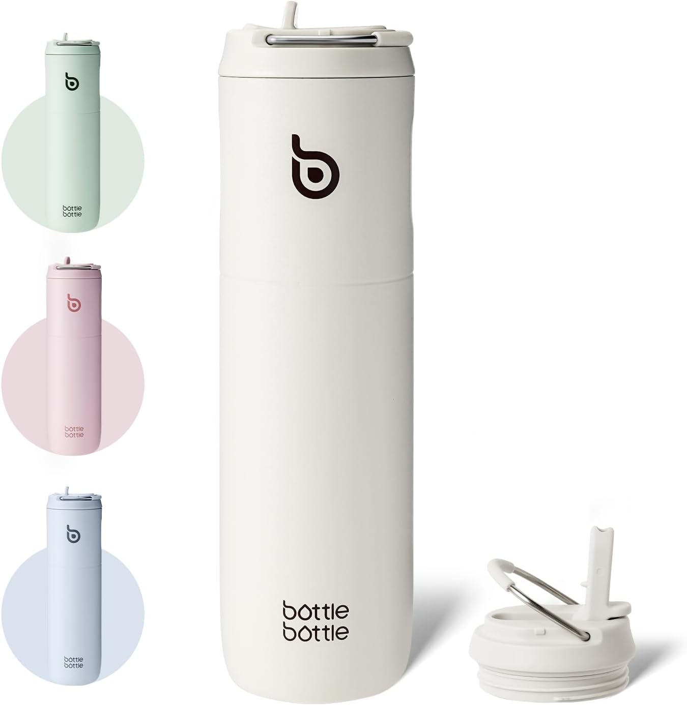 BOTTLE BOTTLE Insulated Water Bottle 24oz with Straw Lid and Handle for Sports Travel Gym Stainless Steel Water Bottles Double-Wall Vacuum Metal Leak Proof BPA-Free