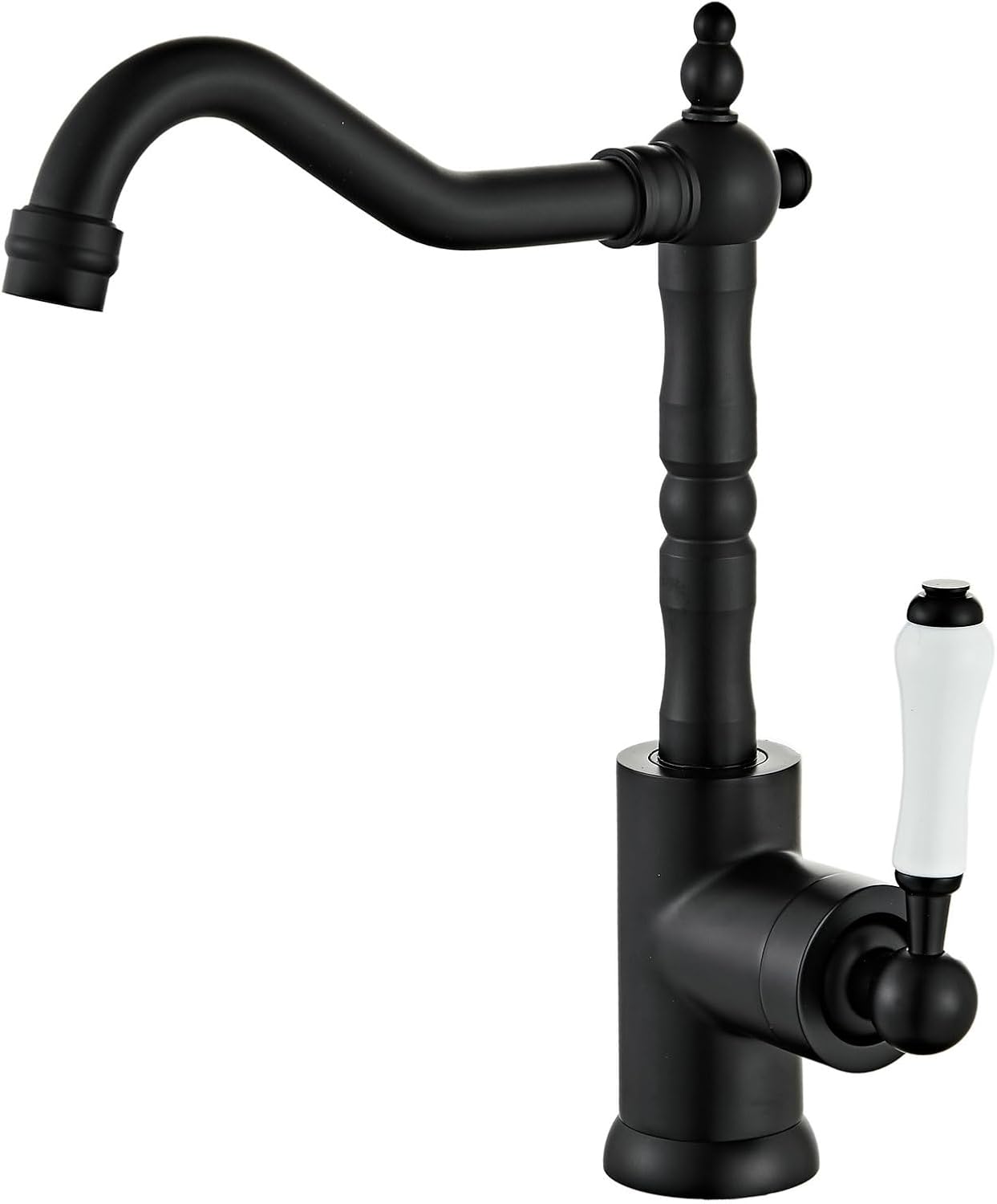 Kitchen Faucet Black Kitchen Sink Faucet Single Handle Single Hole Wet Bar Mixer Taps with 360° Swivel Long Curve Spout High Arc Bathroom Farmhouse Faucet Brass