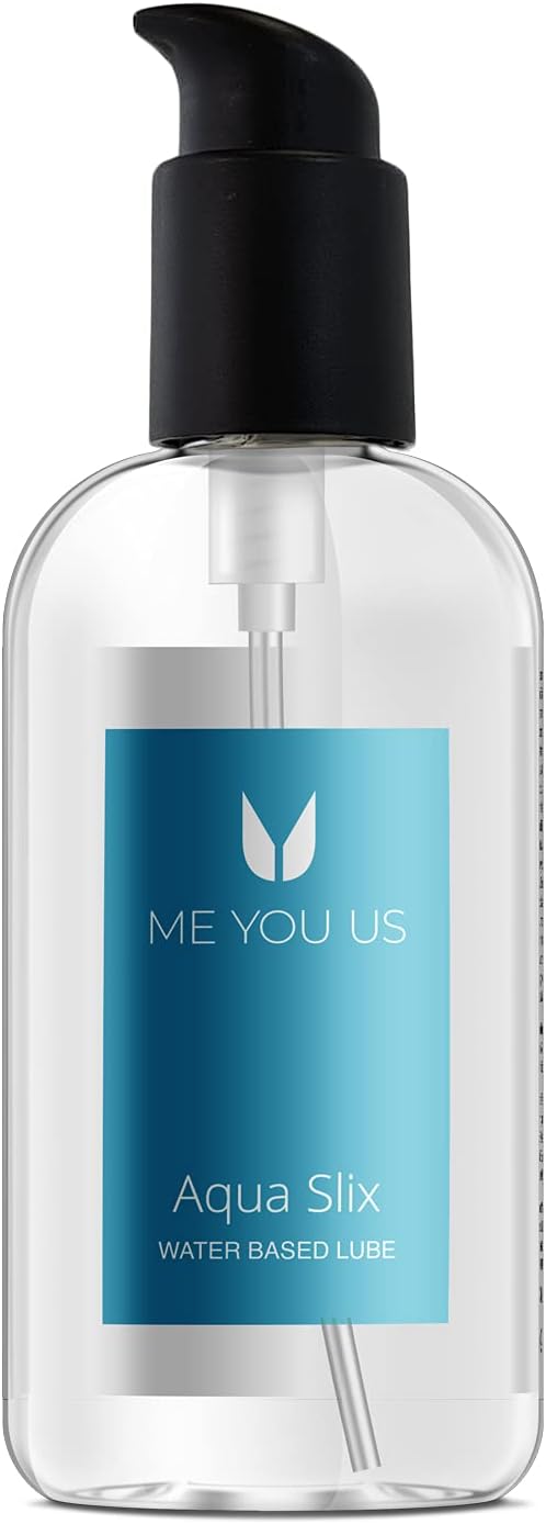 Me You Us Aqua Slix Water-Based Lubricant 250ml – Silky Long-Lasting Hydrating Formula – Safe for Sex Toys and Condoms – Easy Clean Non-Staining