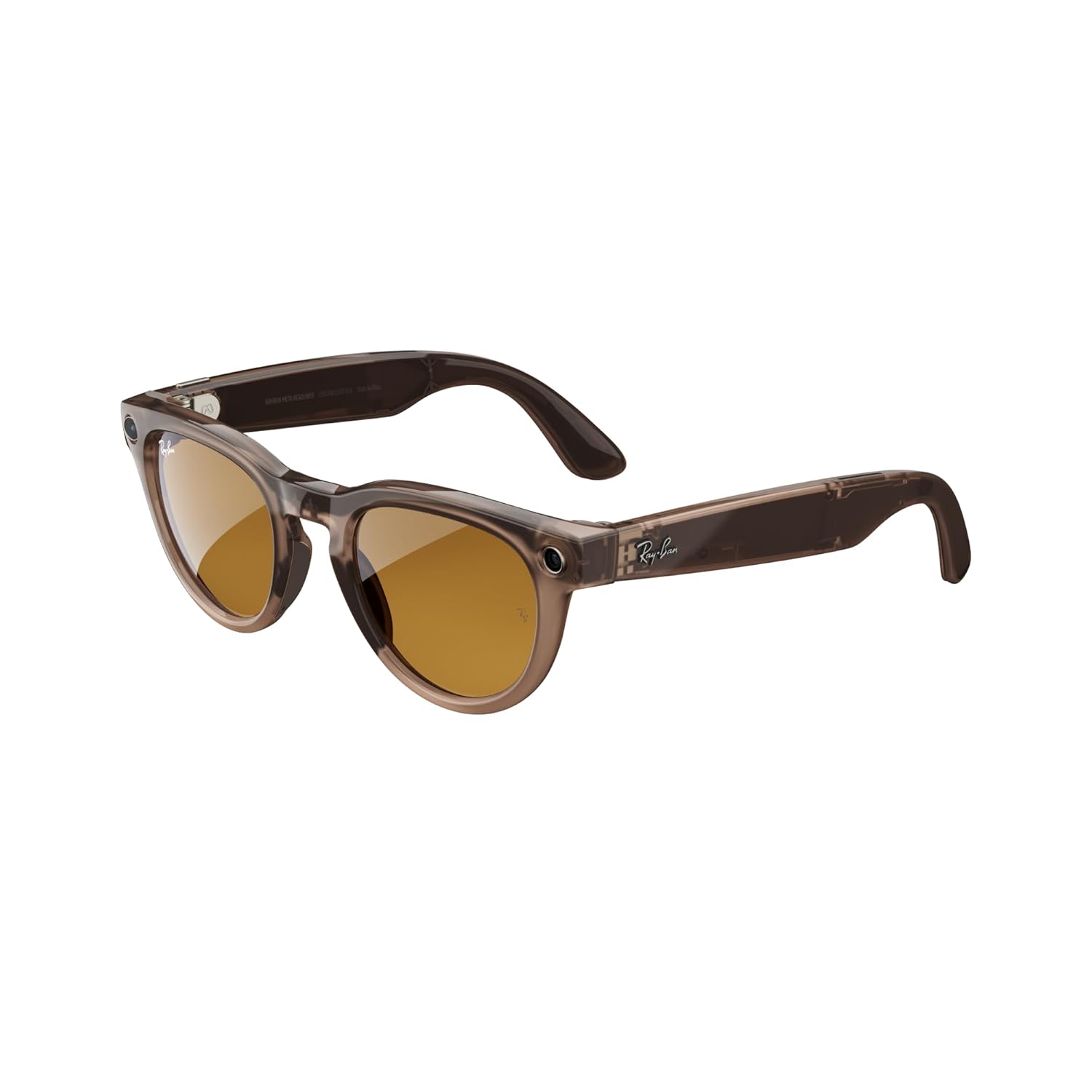 Ray-Ban Meta (Gen 1), Headliner, Shiny Warm Stone | Smart AI Glasses for Men, Women — 12 MP Camera, Open-Ear Speakers, Video, Bluetooth — Transitions® Saffron Yellow Lenses — Wearable Technology