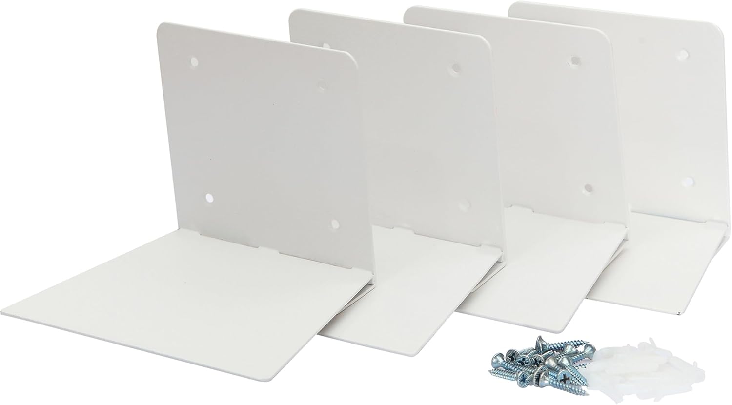 STORAGE MANIAC Invisible Floating Bookshelves Wall Mounted, Heavy-Duty Book Organizers, Iron Wall Mounted Shelves for Bedroom, White 4-Pack Large