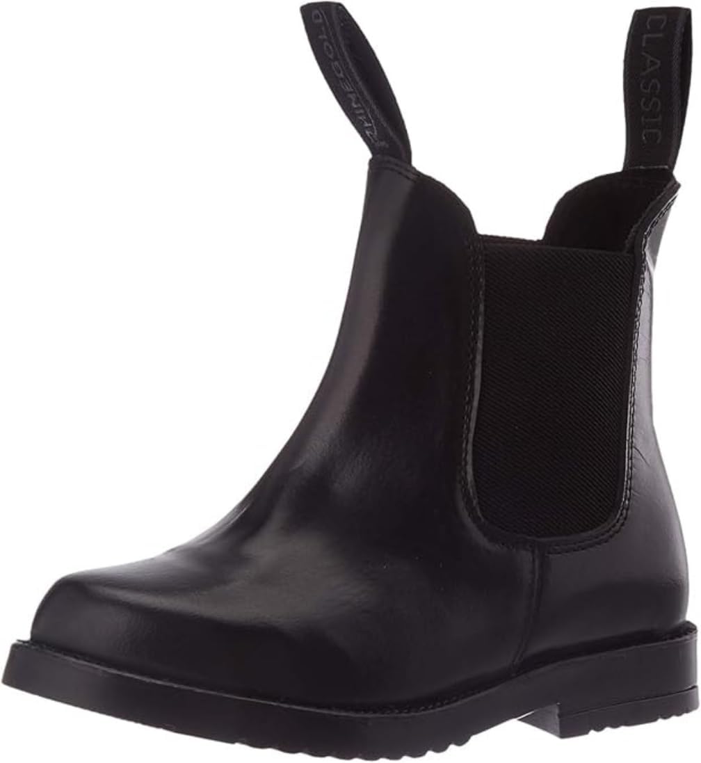 Rhinegold Childs Young Rider COMFEY CLASSIC LEATHER JODHPUR BOOTS - Traditional Horse Riding Boots - No Zip, Easy On/Off, Elastic Sides, Girls and Boys Equestrian Ankle Boots, Black or Brown