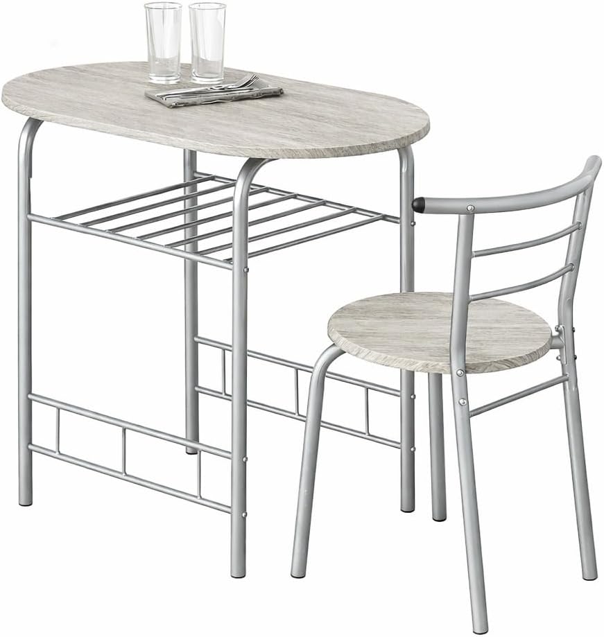 Dining Table and Chairs Set 2 Seater Kitchen Dinning Room Space Saving Dining Set Tables Small Dinner Table Set Indoor Space Saver Metal Frame MDF Wood Top Oak