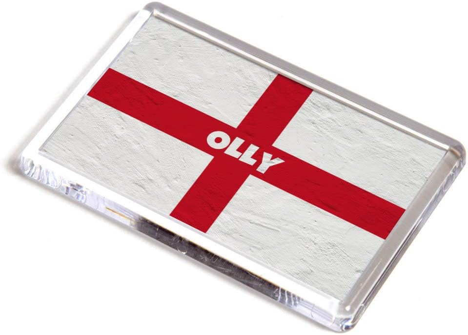 FRIDGE MAGNET - Olly - St George Cross/England Flag - Boy's Name Gift