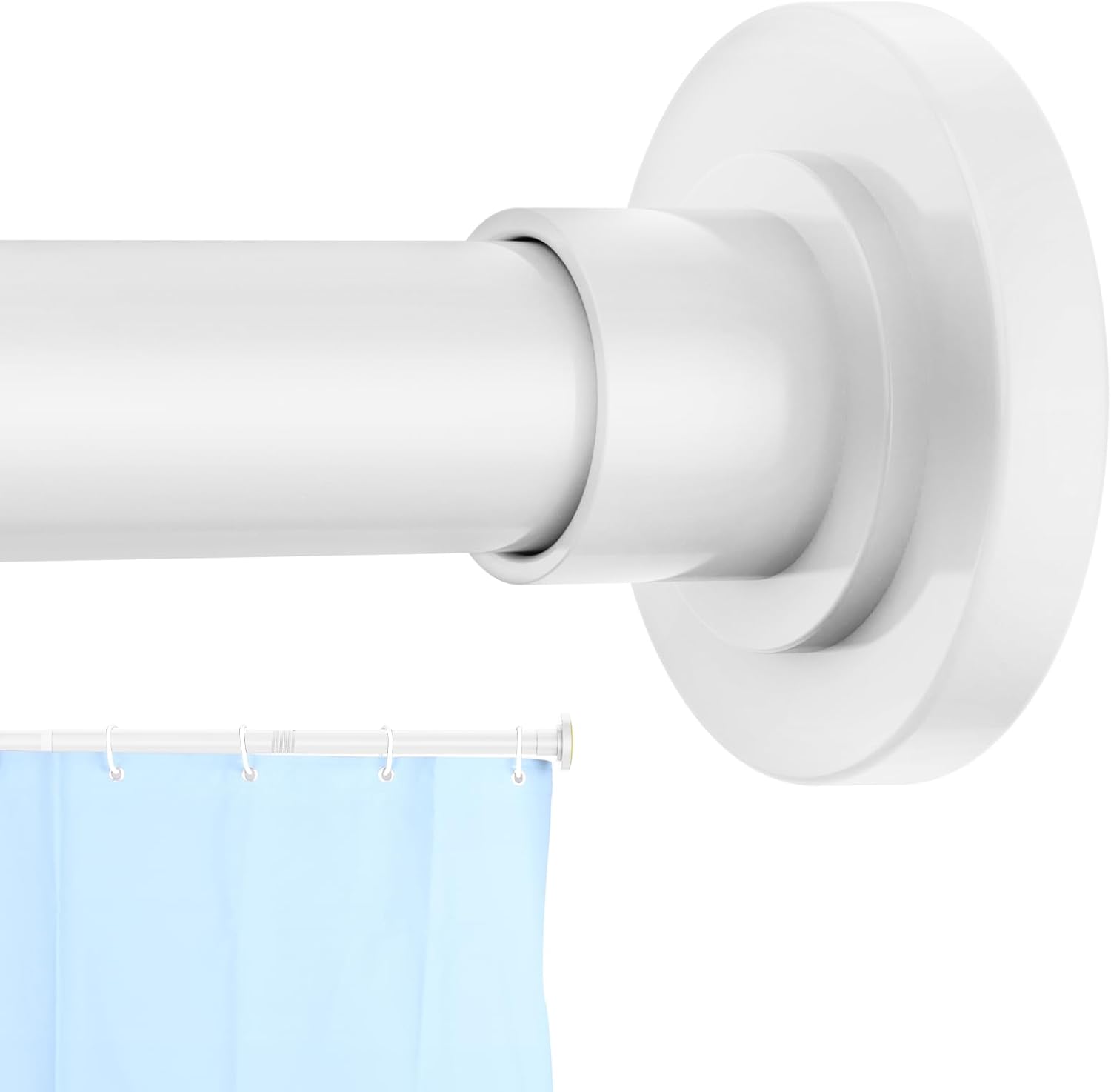 White Shower Curtain Rod 31 to 80 Inch,1 Inch Diameter Adjustable Spring Tension Stainless Steel Telescoping Rod,Easy Install,No Rust