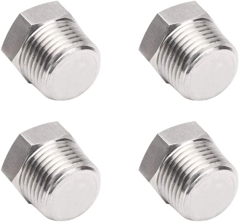 Joywayus 4Pcs Stainless Steel Outer Hex Thread Socket Pipe Plug Fitting 3/8" NPT Male