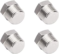 Joywayus 4Pcs Stainless Steel Outer Hex Thread Socket Pipe Plug Fitting 3/8" NPT Male