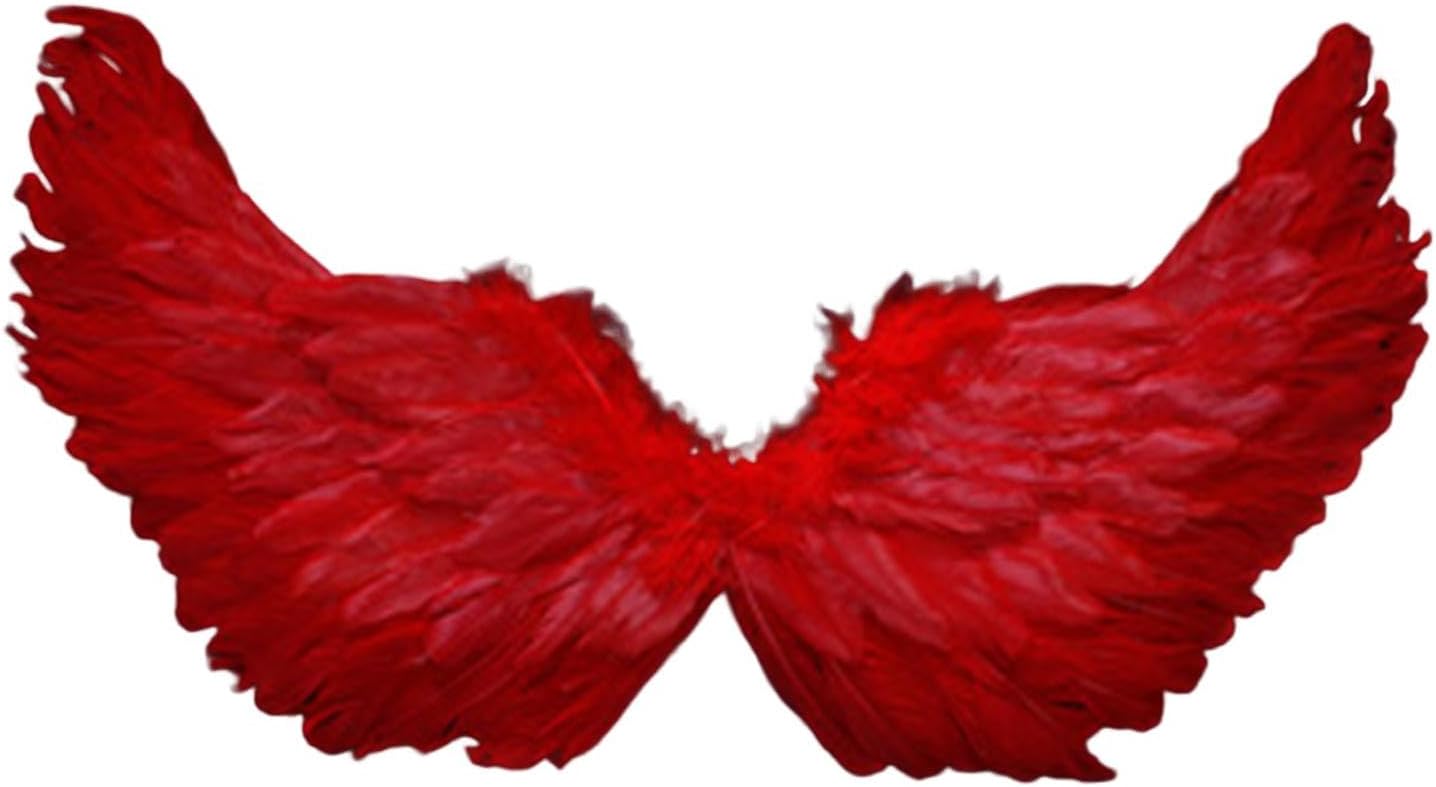 Creative Angel Feather Wings with Elastic Straps Bright Color Lightweight Costume Cosplay Wings Photography Props Halloween Supplies Red