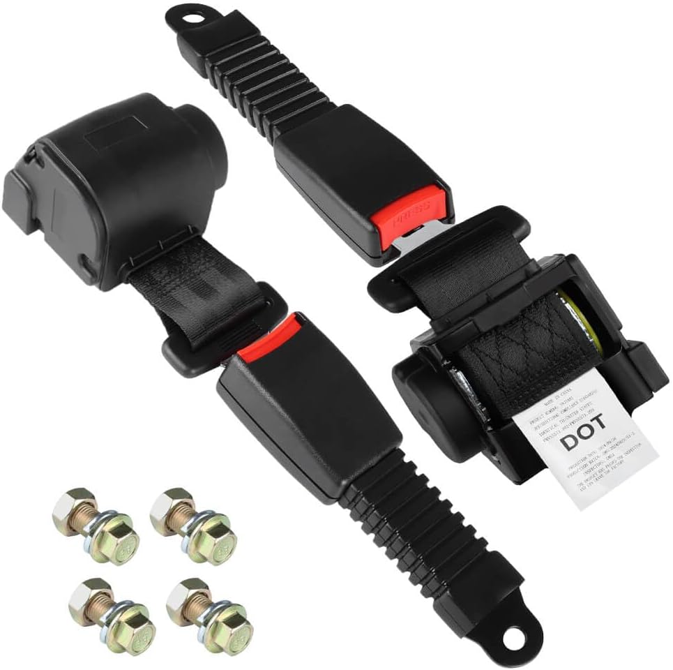Retractable 61" DOT Seatbelts, Universal 2 Point Adjustable Seat Belts for Golf Carts EZGO, Yamaha, Club Car, ICON, Star, Zone Golf Carts, Go Kart, Forklift (2 Set)