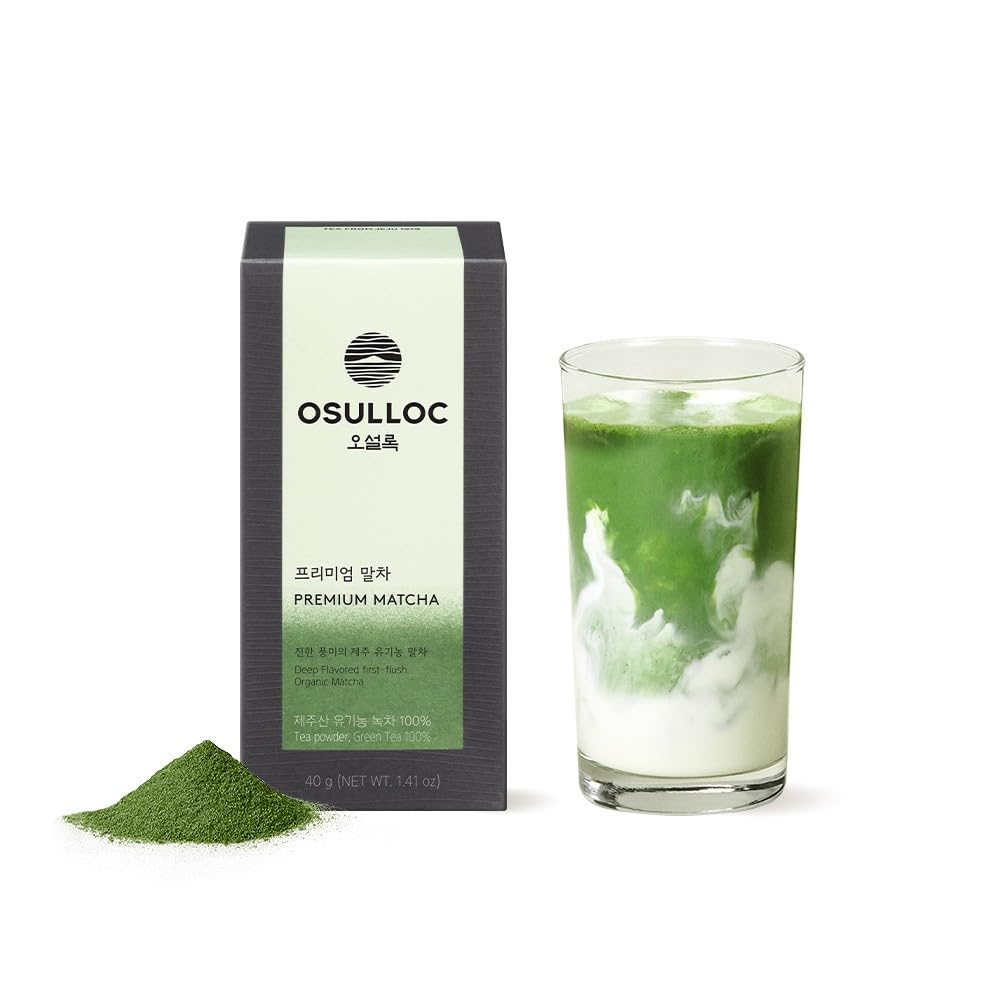 OSULLOC Premium Matcha Powder for lattes, Ceremonial Grade Korean Matcha, Premium Organic (USDA) Pure Leaf Green Tea from Jeju, 1.41 oz, 40g