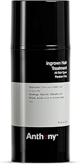 Anthony Ingrown Hair Treatment for Men Gel Solution to Calm Down Razor Burn – Scar and Redness Eliminator, Bump Removal – 3 Fl. Oz