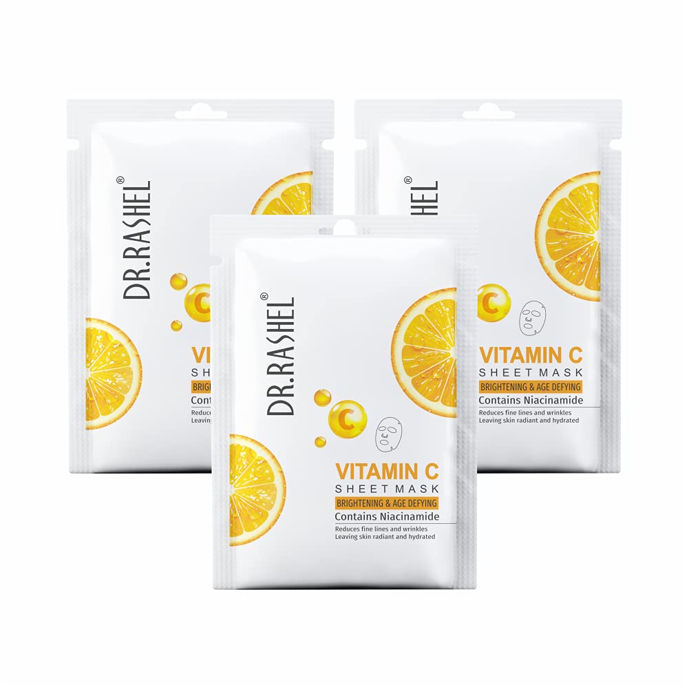 Vitamin C Face Sheet Mask With Serum For Women and Men | All Skin Types | Soft and Healthy Skin | Deep Cleansing & Oil Control | Repairing & Nourishment | Soothing And Hydrating Pack Of 3