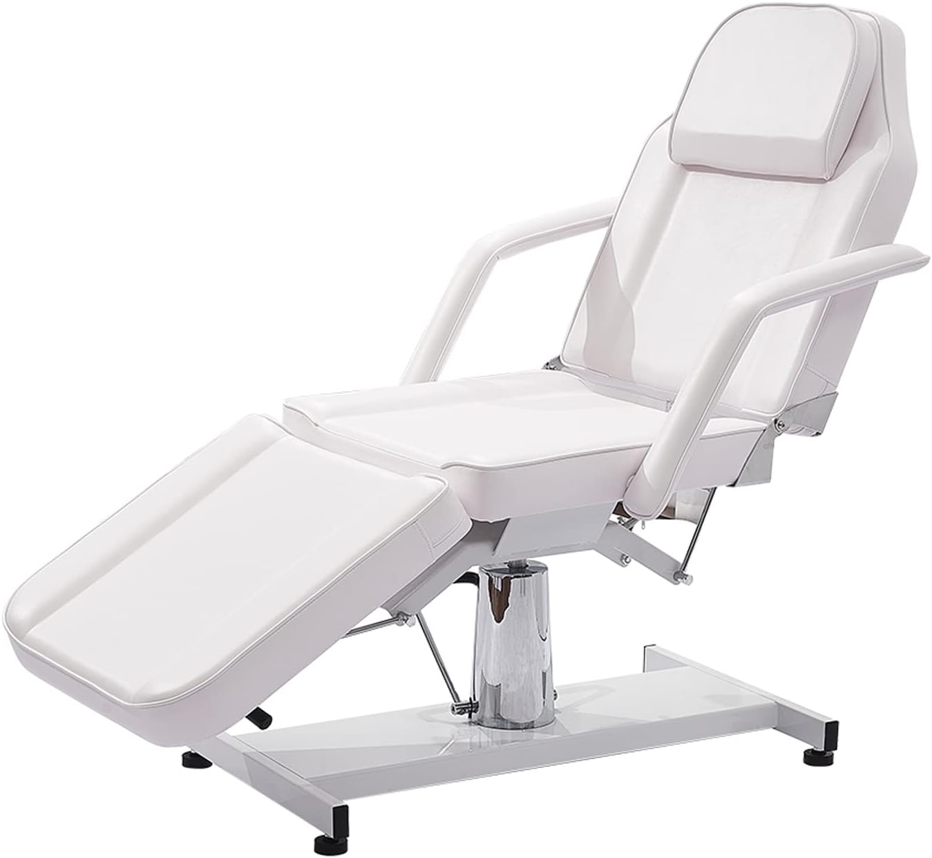 Panana Massage Table Salon SPA Beauty Bed Reclining Nail Tattoo Table Hydraulic Pump Swivel Massage Chair (White)