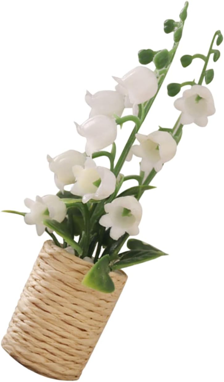 GALPADA Miniature Potted Hyacinth Artificial Plant Small Bonsai Model for Dollhouse Micro Landscape Decor Tiny Flowerpot Ornament for Playroom Living Bedroom Table Display