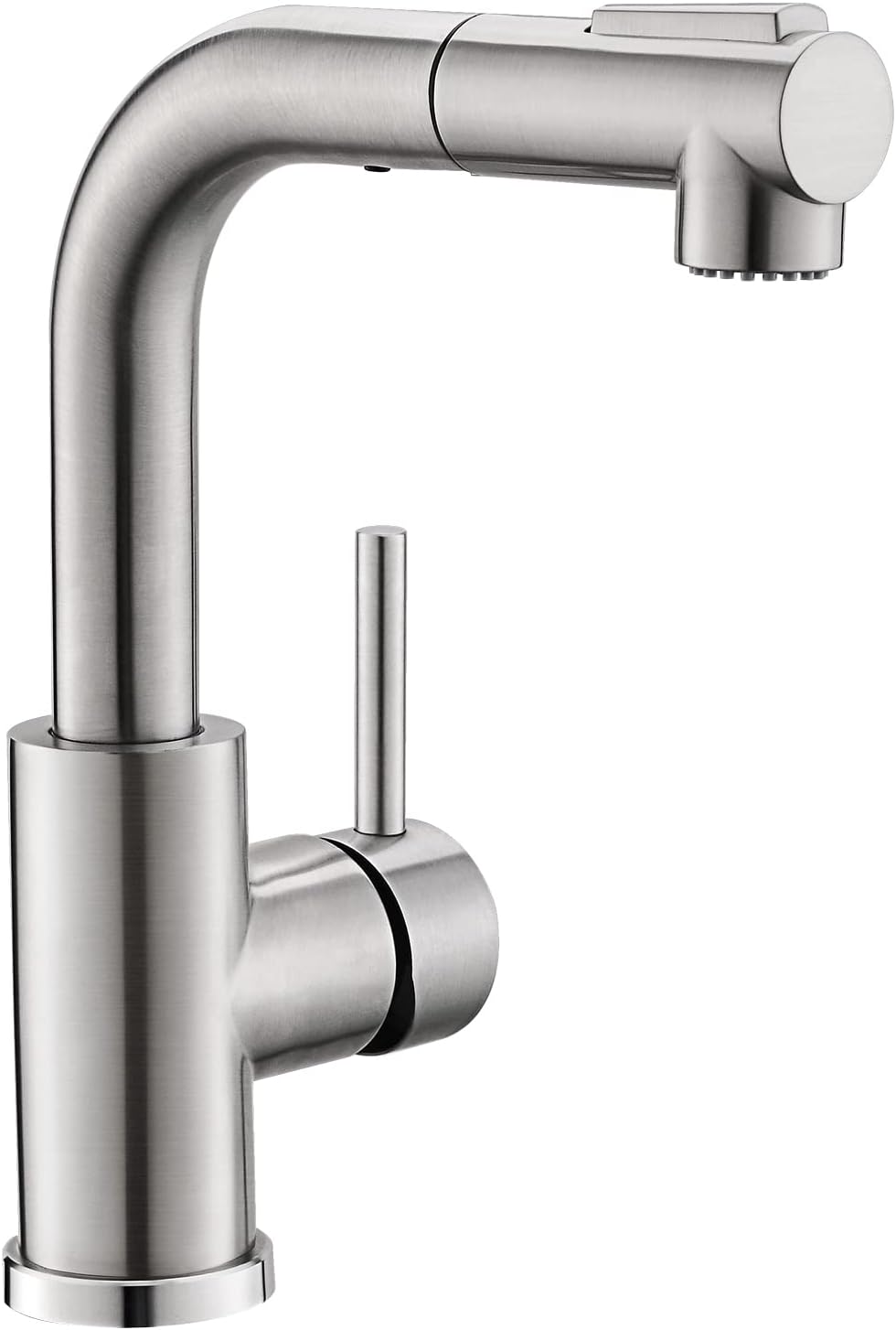 GIMILI Modern Bar Sink Faucet for Kitchen Sink Single Handle with Pull Out Sprayer Hot and Cold Prep Sink Faucet Brushed Nickel