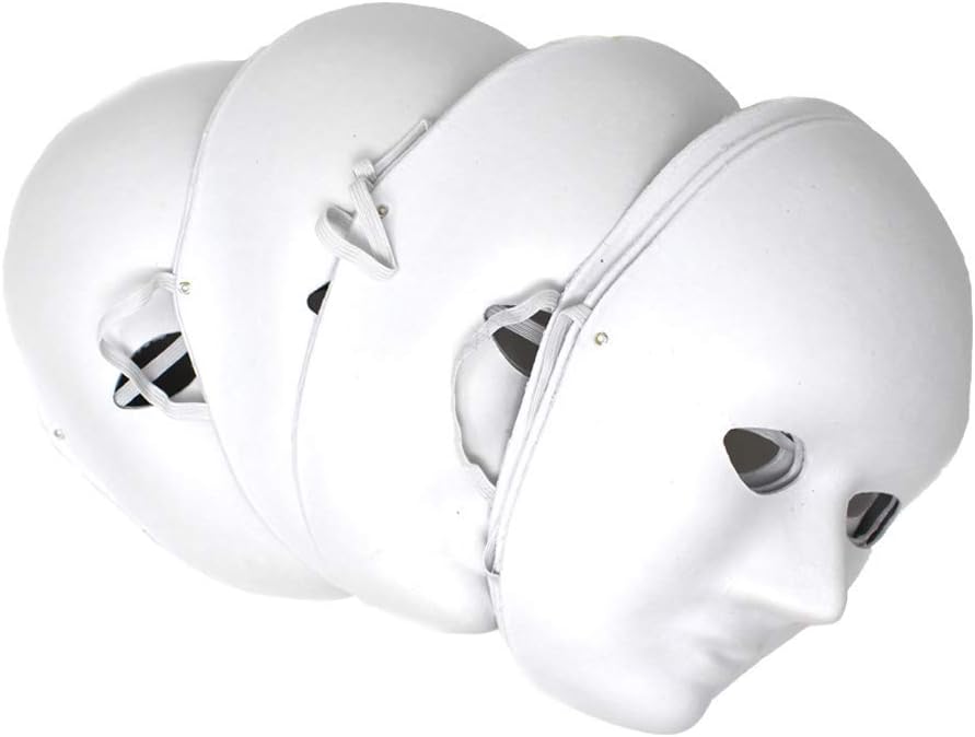 Lexicon Select Rigid Plain Paper Fibre Face Masks - Pack of 5 - With hints and tips for use - Ideal for decorating for Halloween, Christmas/Nativity