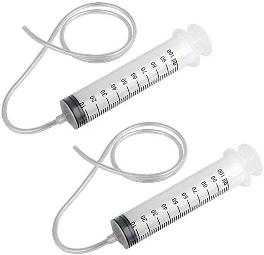 JJDD Carkio Large Plastic Syringe with Tubing,100ml (39.3In) Syringe with 100cm Portable Plastic Tube Compatible with Scientific Labs and Dispensing Multiple Uses Measuring Syringe Tools
