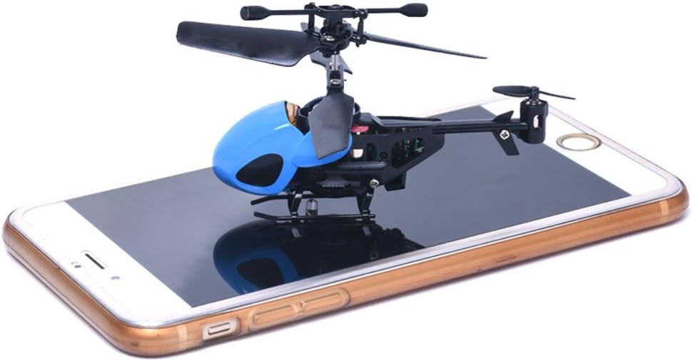Micro RC Helicopter 2CH Remote Control Mini Aircraft Radio Channel Toy for Kids Adults Indoor Outdoor Flying (Blue, One Size)