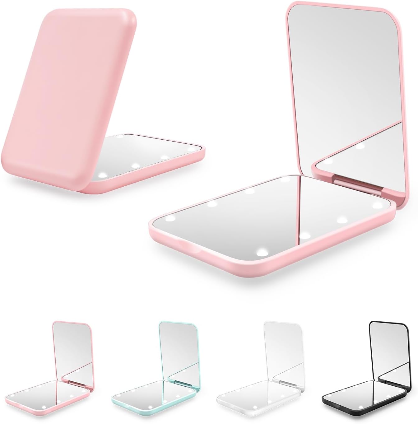 Compact Mirror, 1X/3X Magnification LED Pocket Mirror with Nternal BIattery, Mini Mirror for Purse, Pocket,Travel and Present (Pink)