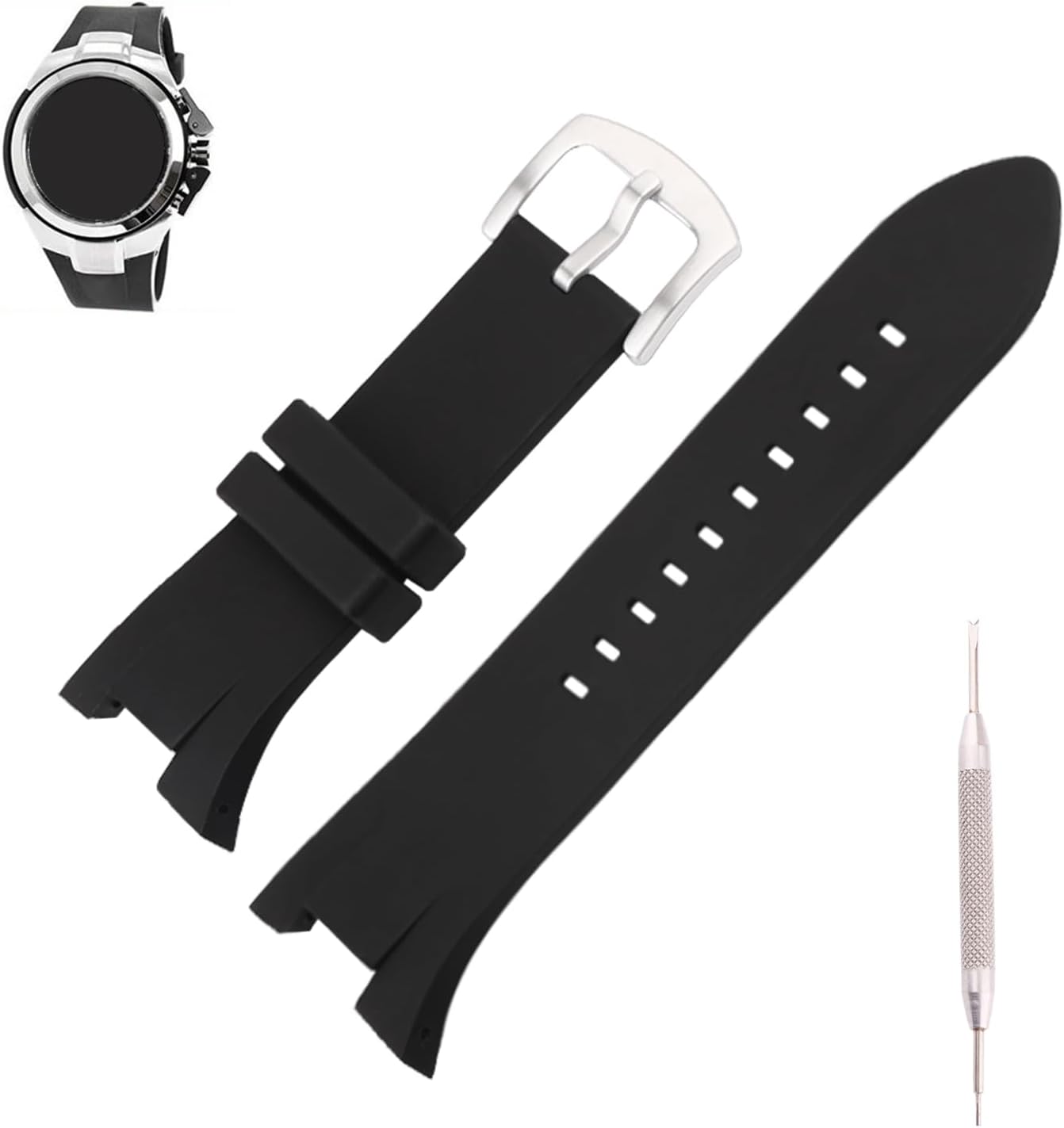 22mm Rubber Watch Bands Replacement Fit for Armani Exchange AX AX1040 AX1041 AX1042 AX1050 AX1067 AX1068 AX1070 Silicone Strap Wirstband for Men and Women Waterproof Bracelet Watch accessories