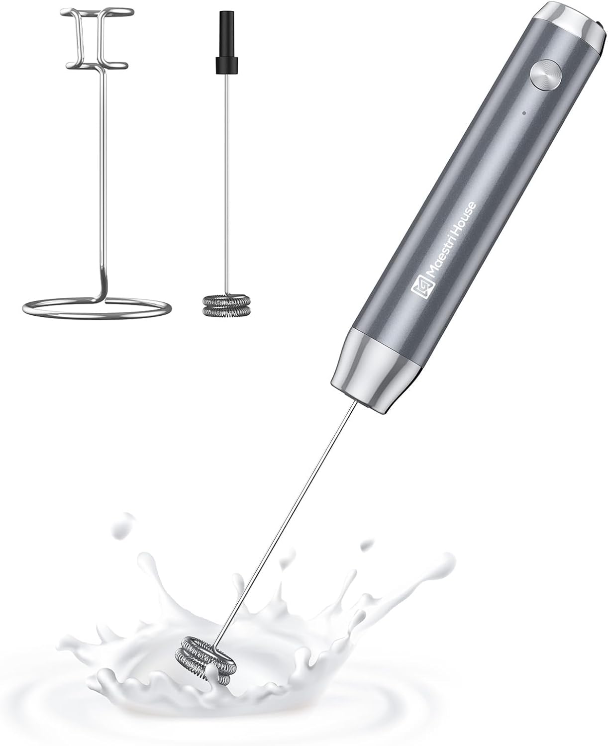 Maestri House LunaFro Rechargeable Milk Frother,Stand & 2 Detachable Whisks