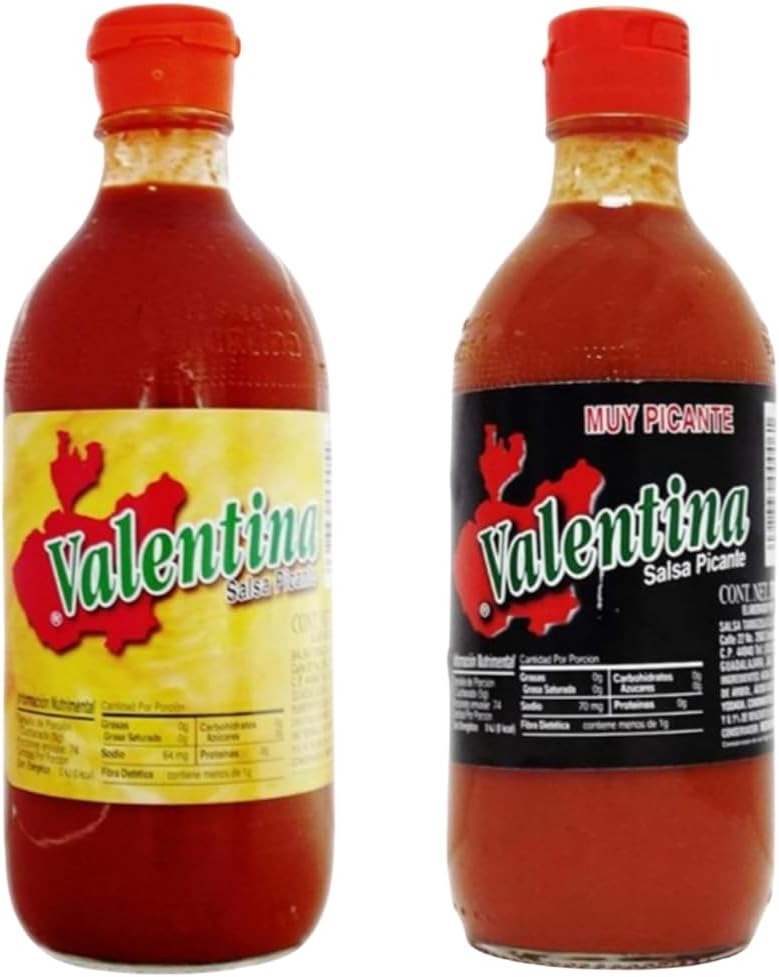 Valentina hot & Extra hot Sauce , Black & Yellow Label 370 ML (Pack of 2)
